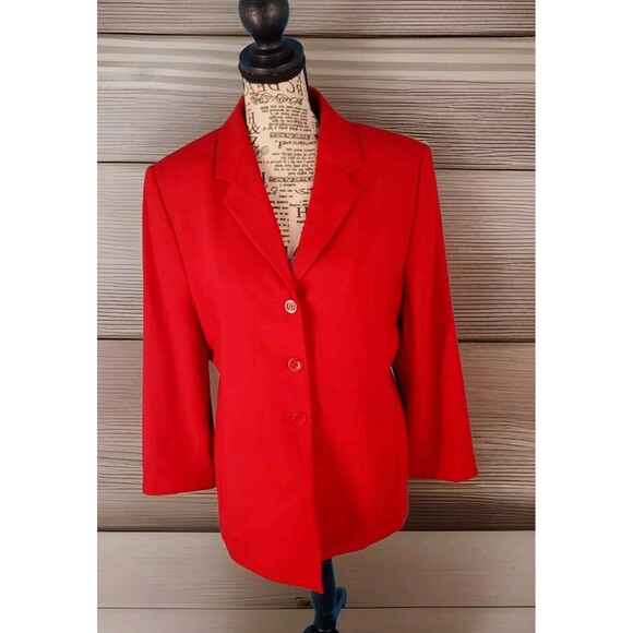 Vintage Valerie Stevens Woolmark 12 Petites  Red Pure Wool  Suite Blazer - Picture 1 of 13